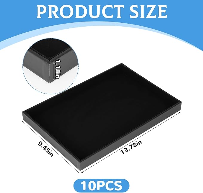 10 Pcs Velvet Stackable Jewelry Tray Showcase Display Jewelry Organizer Tray - Image 2
