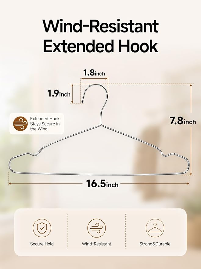 Metal Hangers 20 Pack, 4mm Heavy Duty 201 Stainless Steel Clothes Hangers - Image 6
