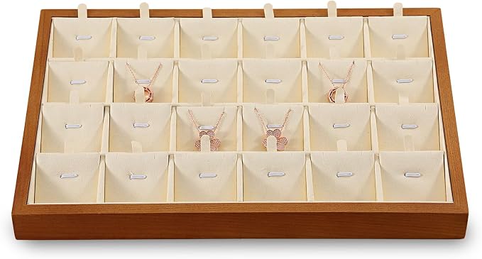 Necklace Organizer, Wood Jewelry Necklace Tray, Premium Earring Storage by Yinbeini