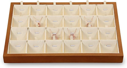 Necklace Organizer, Wood Jewelry Necklace Tray, Premium Earring Storage by Yinbeini