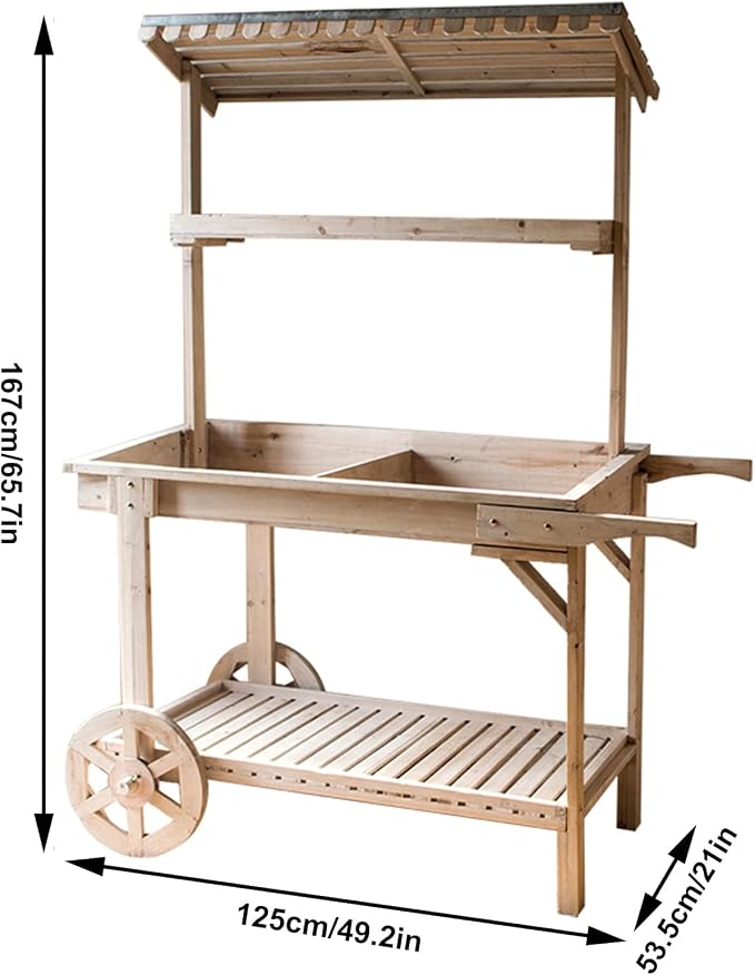Outdoor Potting Bench Table Garden Work Bench Wooden Garden Potting Bench - Image 7
