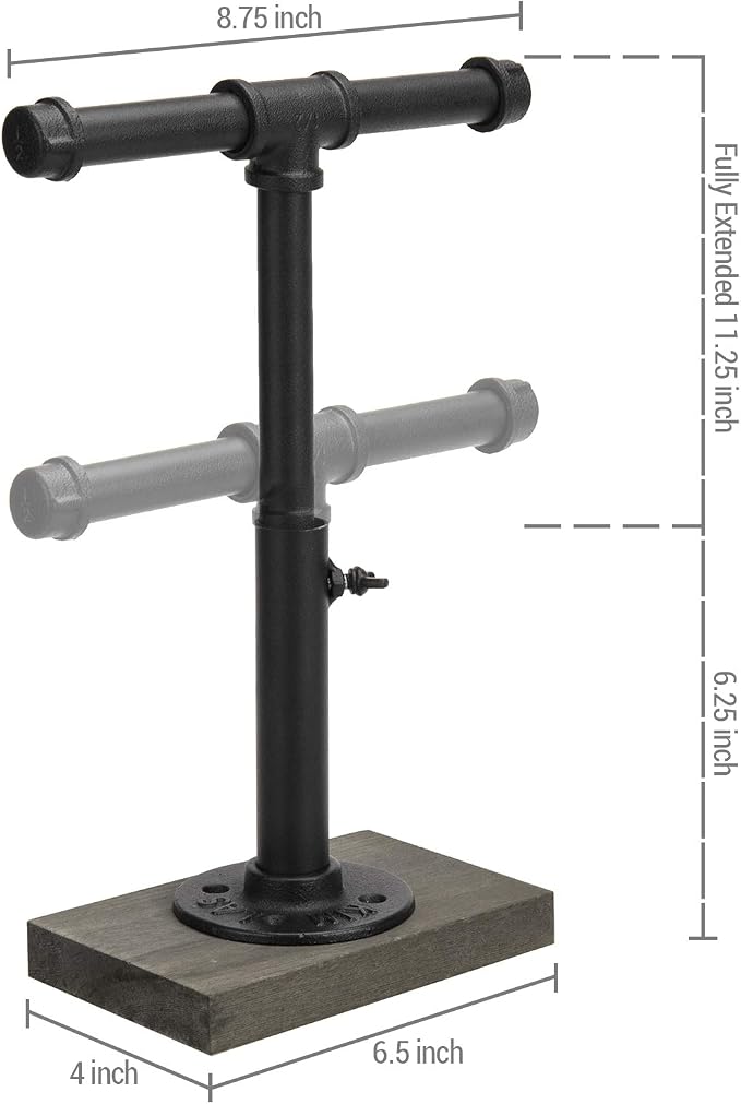 MyGift Adjustable Height Industrial Pipe Organizer Stand - Image 5