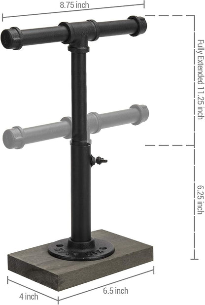 MyGift Adjustable Height Industrial Pipe Organizer Stand - Image 5