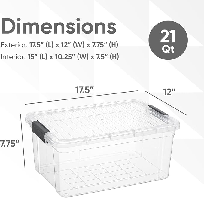 Superio Clear Storage Box with Lid, 21 Quart Plastic Container Bins - Image 2
