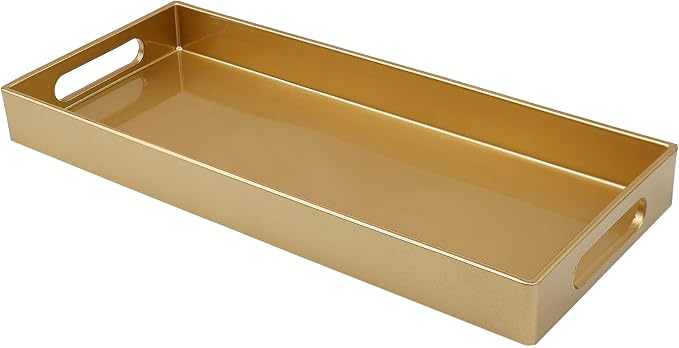 Plastic Gold Vanity Tray with Handles, Small Decorative Tray Desktop Storage by Leemxiiny