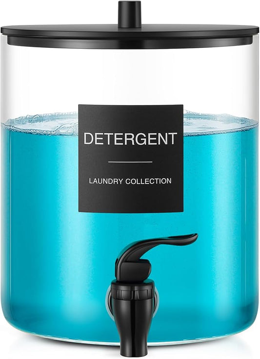 Glass Laundry Detergent Dispenser, 128 oz / 3.5L Fabric Softener Dispenser by TIPGO