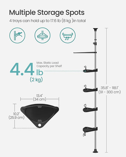SONGMICS Corner Shower Caddy Tension Pole, 4-Tier Rust-Resistant Shower - Image 3