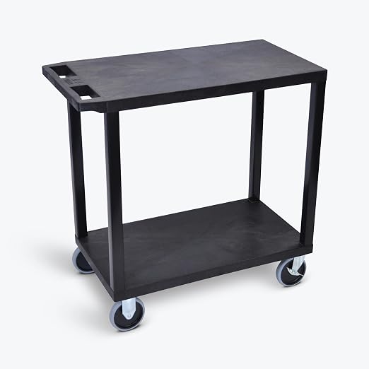 Classroom Basics EC22HD-B Utility Cart, 2 Flat Shelf Rolling Cart by ClassroomBasics