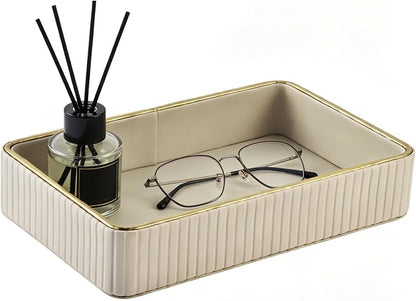 PU Leather Valet Tray, Desk Organizer Tray Nightstand Organizer Trinket Dish by XNONE