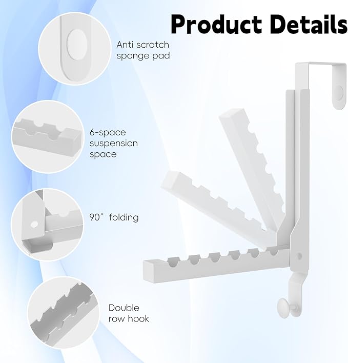 BAKON Over The Door Hanger Folding Clothes Drying Rack, Folding Hanging Coat - Image 3