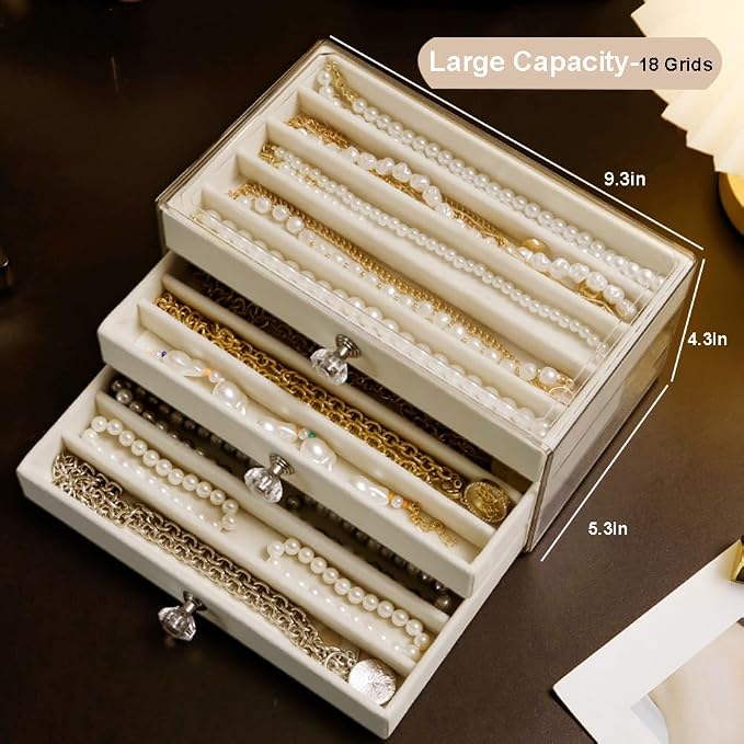 SPAKOWN Necklace Organizer Box, Velvet Necklace Box Holder Tray - Image 4