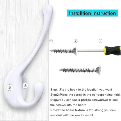 10 Pack Heavy Duty Dual Coat Hooks Wall Mounted - Image 4