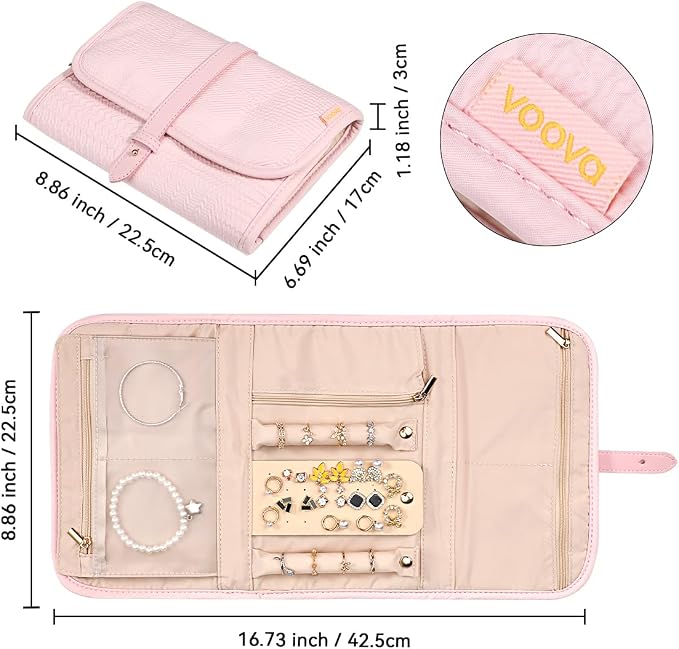 Voova Travel Jewelry Holder Organizer Case, Large Jewelry Storage Bag - Image 4