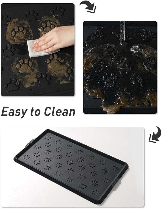 SUPENUIN Paw Pattern Boot Tray for Entryway Waterproof Rubber Mats for Dogs - Image 4