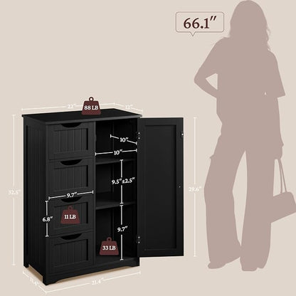 Yaheetech Wooden Bathroom Floor/Side Storage Organizer Cabinet - Image 3