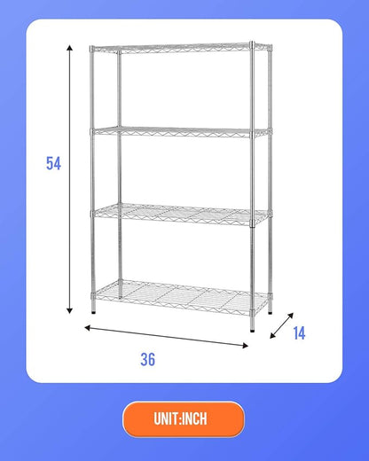 14" D×36" W×54" H Commercial Wire Shelving Unit Metal Shelf - Image 3