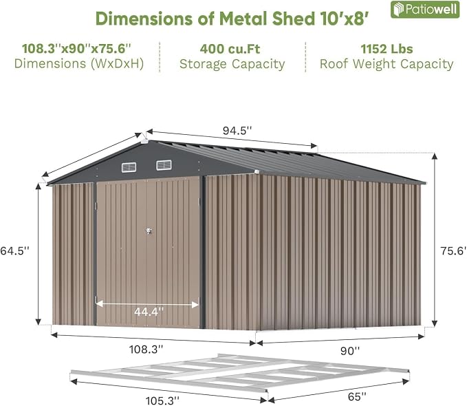 Patiowell 10 x 8 FT Outdoor Storage Shed - Image 2