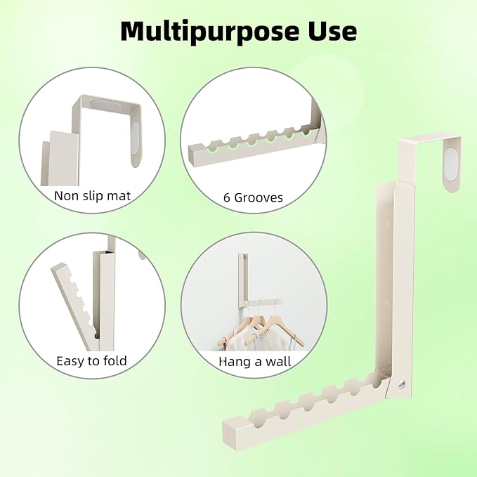 BAKON Over The Door Hanger Folding Clothes Drying Rack, Folding Hanging Coat - Image 5