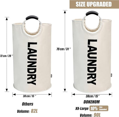 DOKEHOM 90L Large Laundry Basket, Collapsible Laundry Bag, Freestanding Tall - Image 3