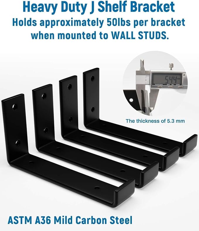 LEOPO 10 inch Shelf Brackets 6-Pack, 1/5 inch Thick Heavy Duty Industrial - Image 4