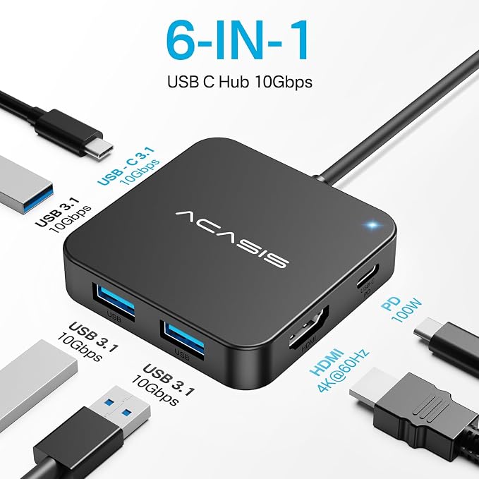 ACASIS USB C Hub 10Gbps, USB C to 4K 60Hz HDMI Adapter - Image 2