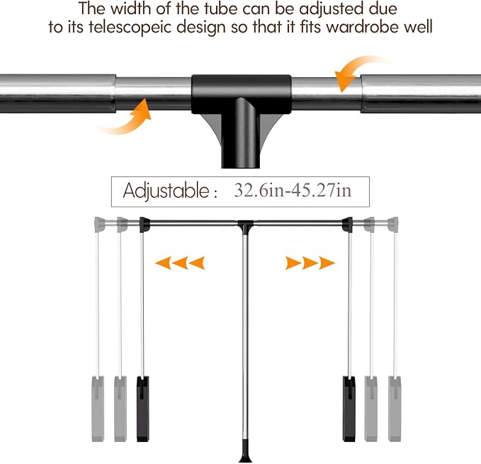 Pull Down Closet Rod, 33 lbs Load Capacity Stainless Steel Clothes Hanging Rod - Image 3