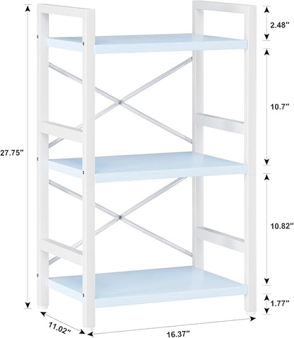 Homeiju Bookshelf, 3 Tier Industrial Bookcase, Metal Small Bookcase, Rustic - Image 3