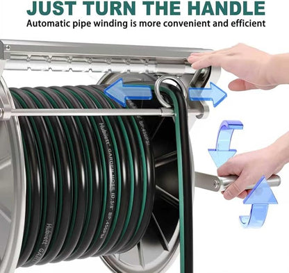 Stainless Steel Garden Hose Reel Heavy Duty, Wall Mount Water Hose Holder - Image 3