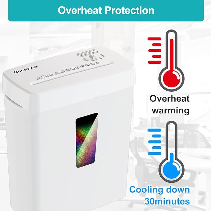 Woolsche Paper Shredder, P-5 Security Level, 5-Sheet Micro Cut - Image 5