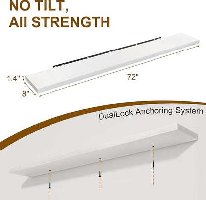 72 Inch Floating Shelves 2 Pack, 8 Inch Deep Floating Shelf Wall Mounted - Image 3