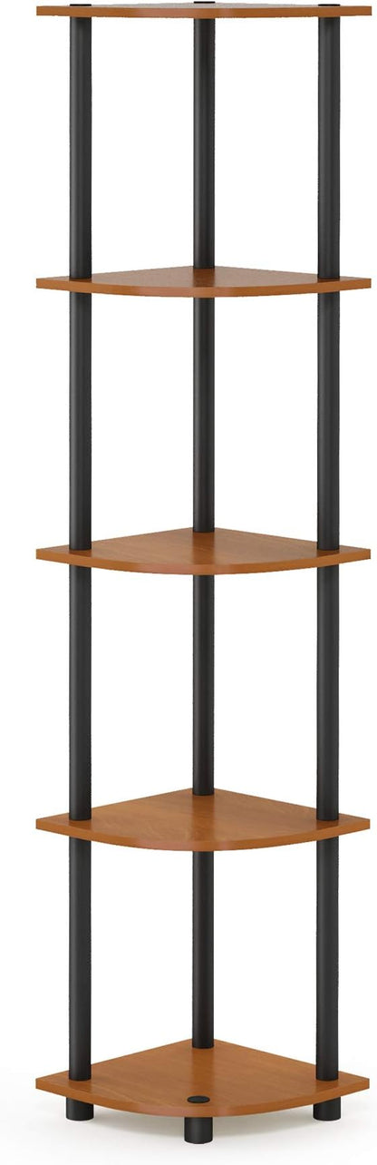 Furinno TURN-N-TUBE Corner Shelf, 5-Tier Corner Bookshelf, Open Storage Shelves by Furinno-FitsYourSpaceFitsYourBudget