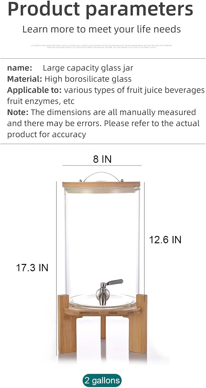 Glass Drink Dispenser, 2 gallons, - Image 3
