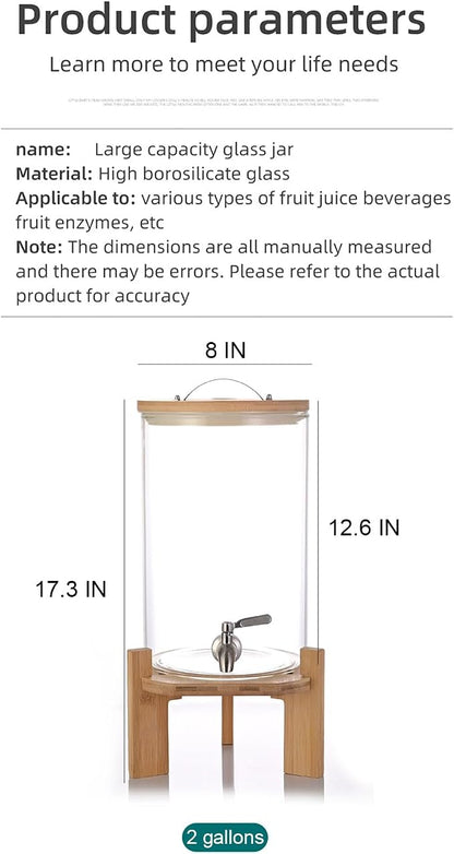 Glass Drink Dispenser, 2 gallons, - Image 3