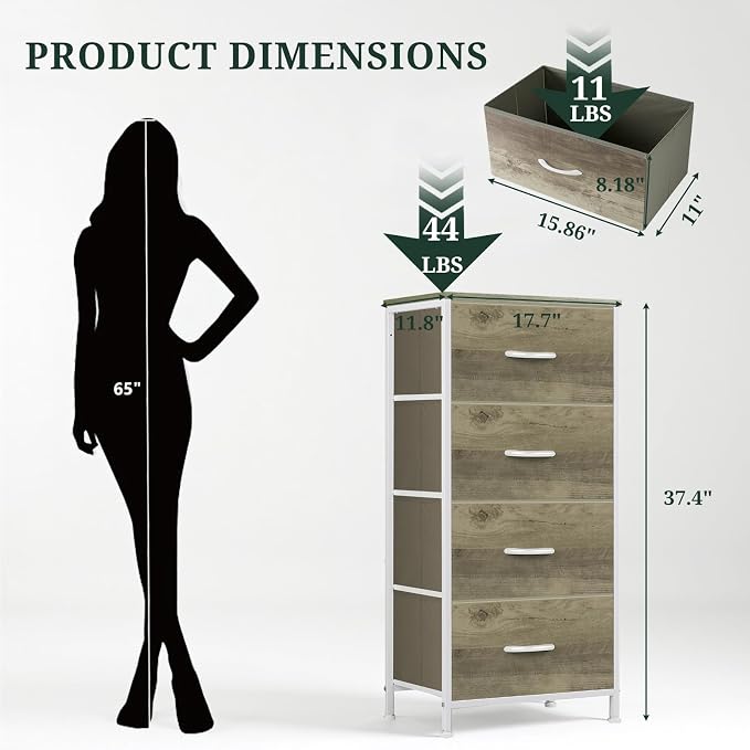 4 Drawers Dresser for Bedroom Fabric Storage Tower - Image 3