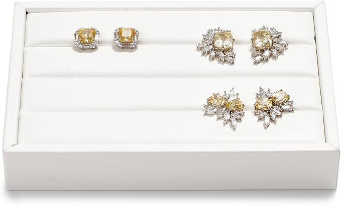 Oirlv 3 Slots PU Leather Small Ring Organizer Earrings Trays Showcase Display - Image 5