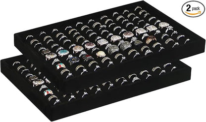 Coward 2Pcs/Set Black Velvet Stackable Ring Organizer Tray, Velvet Ring Earring by FocusOnJewelryDisplay15yrs