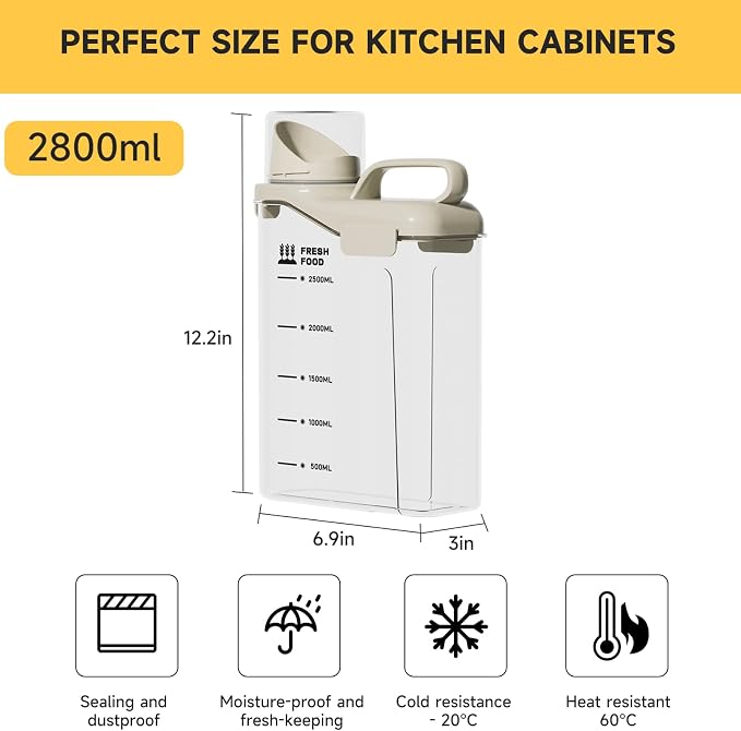 Rice Storage Container 5.5LBS-Airtight Food Storage Organizers BPA free Kitchen - Image 3