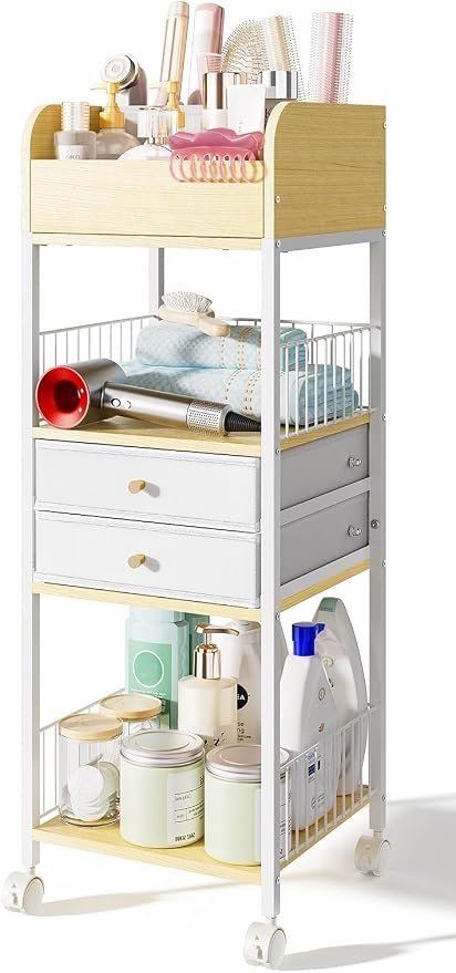 TidyStash Rolling Cart with Drawers 4-Tier Storage Cart with Large Drawers - Image 9