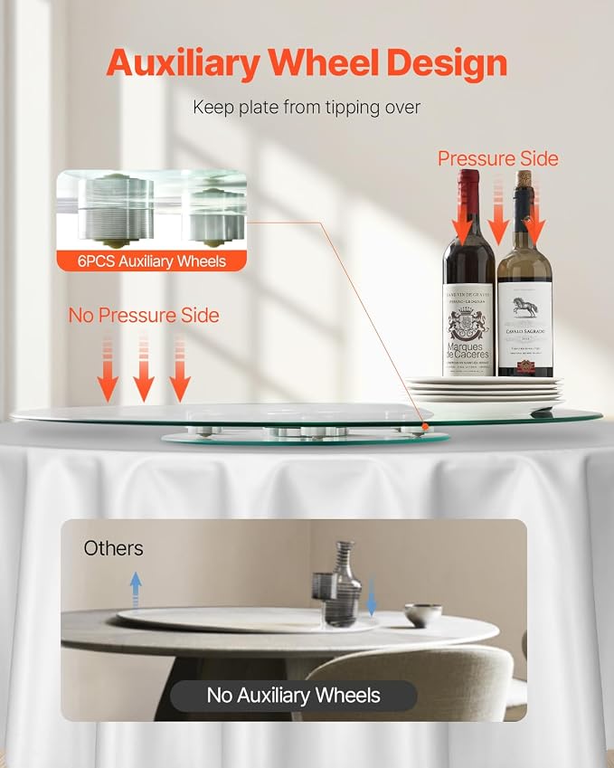 VEVOR 30 in Glass Lazy Susan Turntable, Tempered Glass Dining Table Centerpiece - Image 5