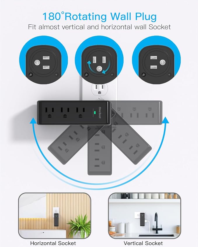 Surge Protector Outlet Extender, 9 AC Multi Outlet Wall Plug - Image 3
