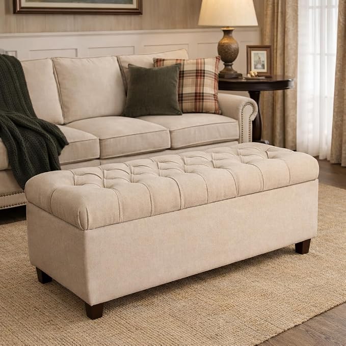 Homepop Home Decor | Tufted Ainsley Button Storage Ottoman Bench - Image 2