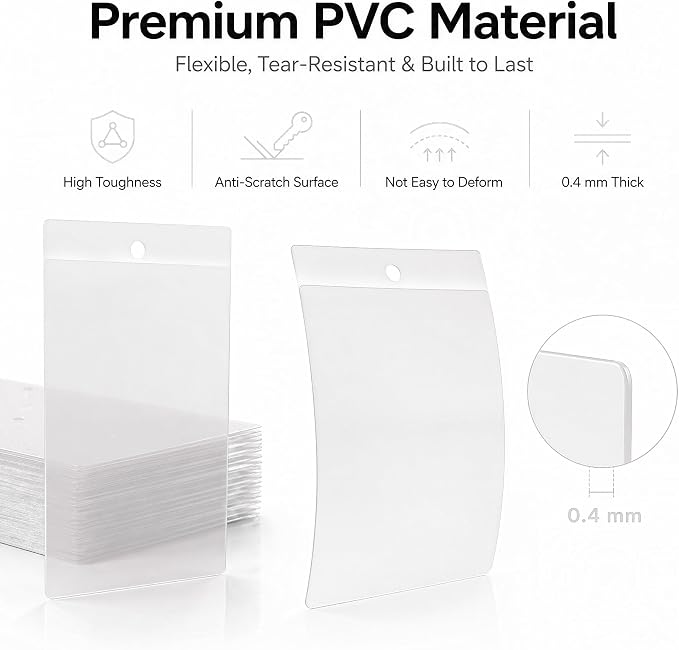 100 Pcs Clear Plastic Labels Tag Holders 8x11.5 cm Waterproof Hang Tags - Image 3