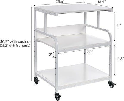 White Printer Stand, 23.6 x18.9 x 30 Inches Big Size Printer Table - Image 2