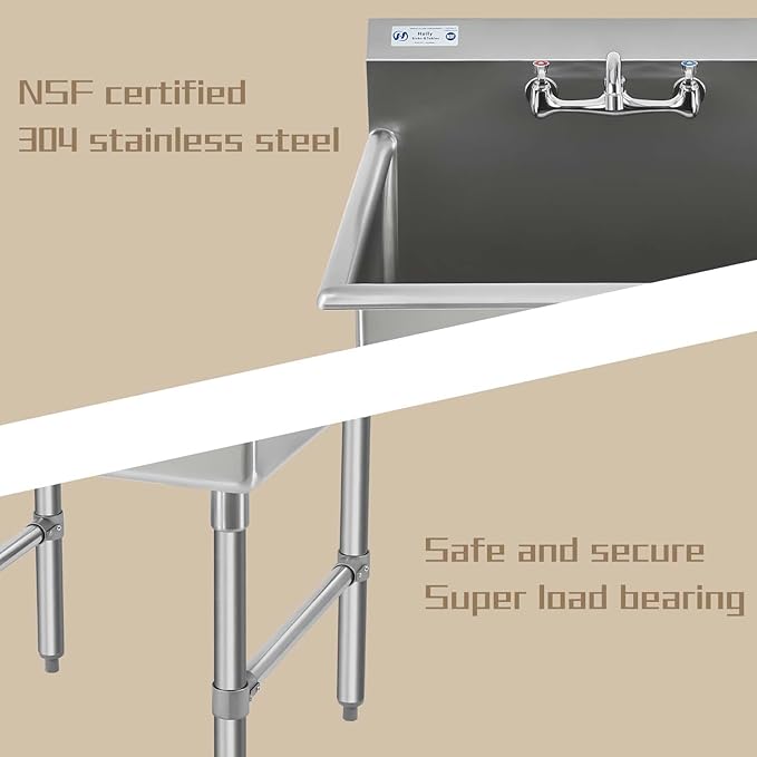 HALLY Commercial Stainless Steel Sink 1 Compartment NSF Prep & Utility Sink - Image 5