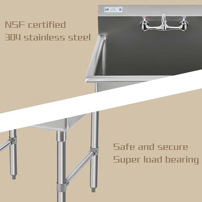 HALLY Commercial Stainless Steel Sink 1 Compartment NSF Prep & Utility Sink - Image 5