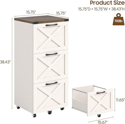Halitaa 3 Drawers Tall Farmhouse File Cabinet - Image 3