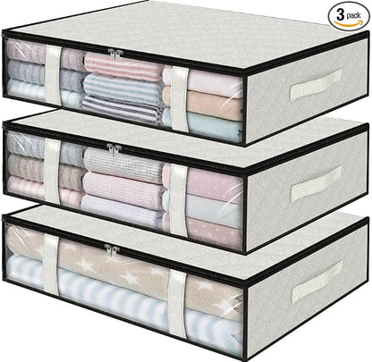 StorageRight Under Bed Storage Bags 3 Pack, 40L Large Clothes & Comforter by StorageRight