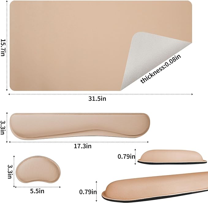 Bloss Leather Desk Pad and Keyboard Wrist Rest, Large Mouse Pad + Keyboard - Image 4