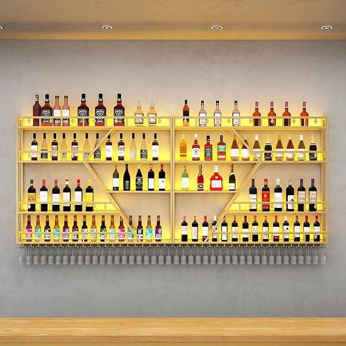 63in Large Wall Mounted Wine Rack 4 Tier Metal Wine Bottle Holder Modern - Image 4