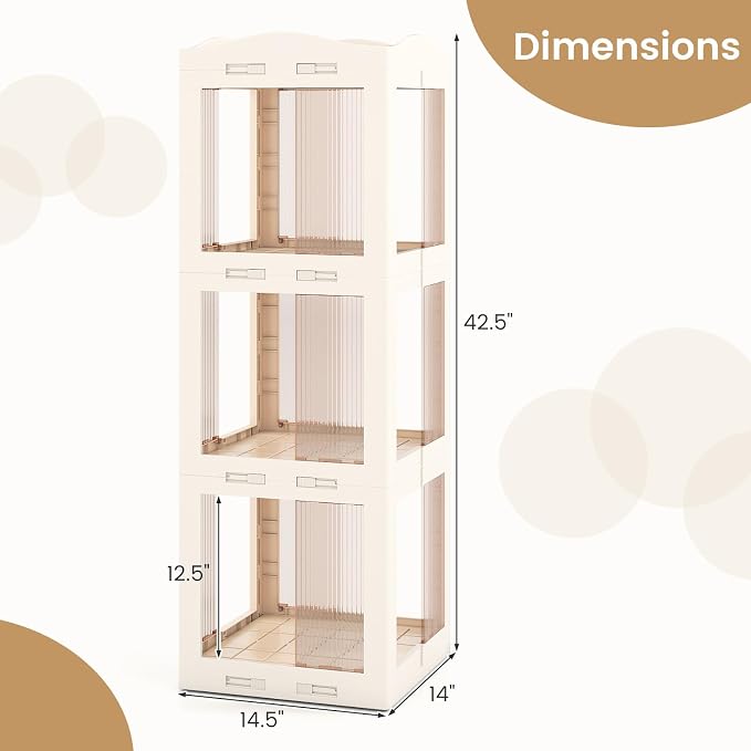 Giantex Foldable Rotating Bookshelf, 3-Tier Spinning Bookcase w/Swivel Base - Image 3